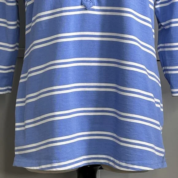 L.L. Bean Women's 3/4 Sleeve Top Tee Shirt Blue and White Stripe Size XS Petite - Picture 4 of 10